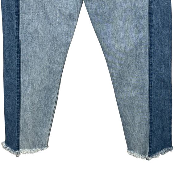 American Eagle SZ 6 Vintage Hi-Rise Ankle Jeans Button-Fly 2-Tone Frayed Pockets - Picture 7 of 11
